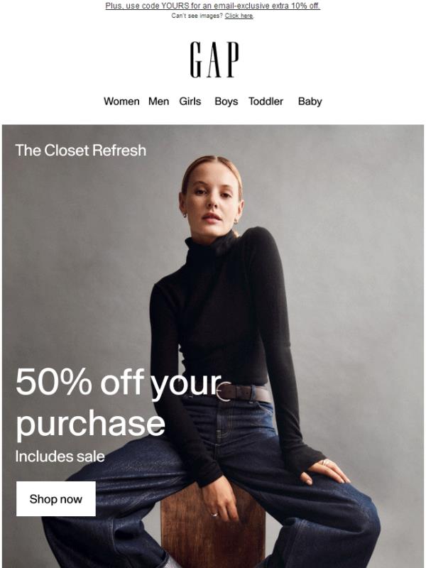 Go for it: your cart is 50% off