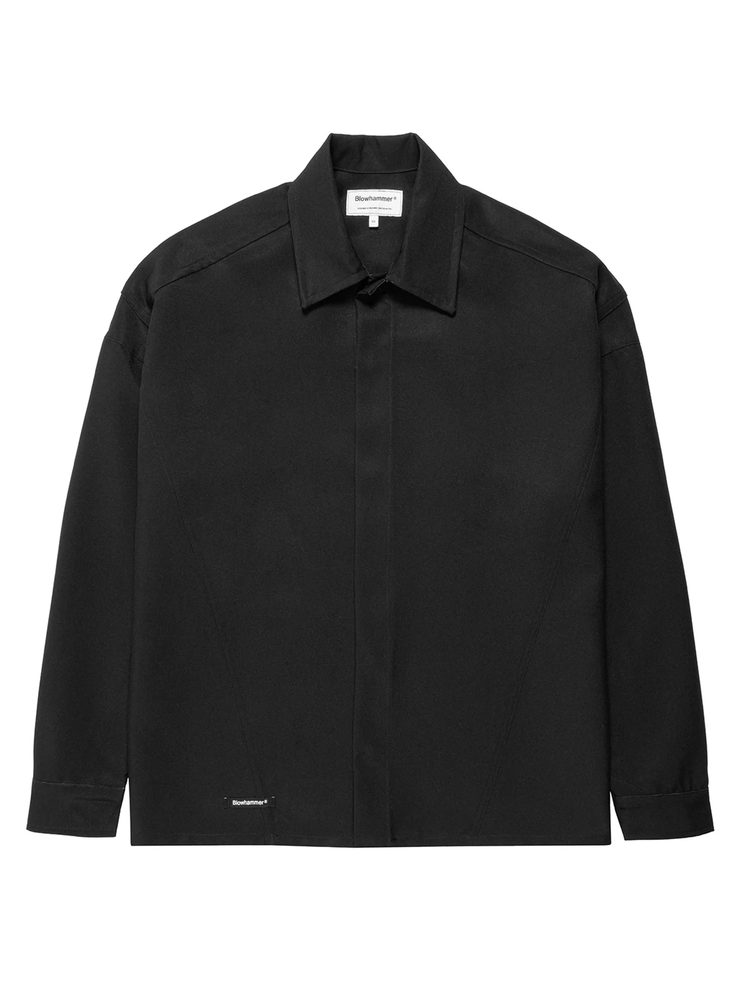 Image of Black Basic Camicia Maniche Lunghe