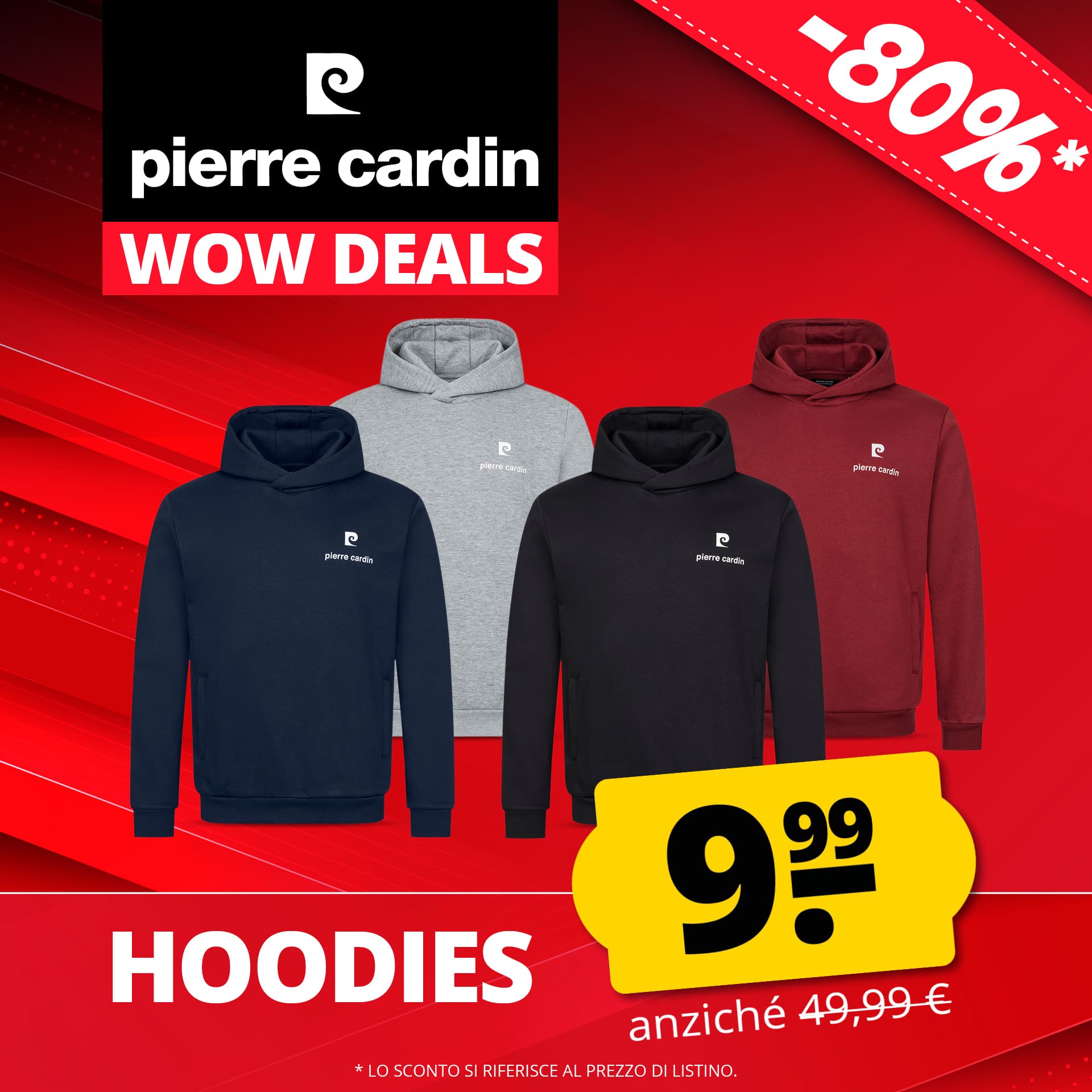 Pierre Cardin hoodie uomo felpa con cappuccio