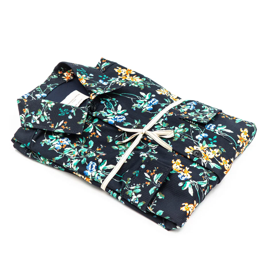 Camicia-Giacca Nera a Fantasia Floreale