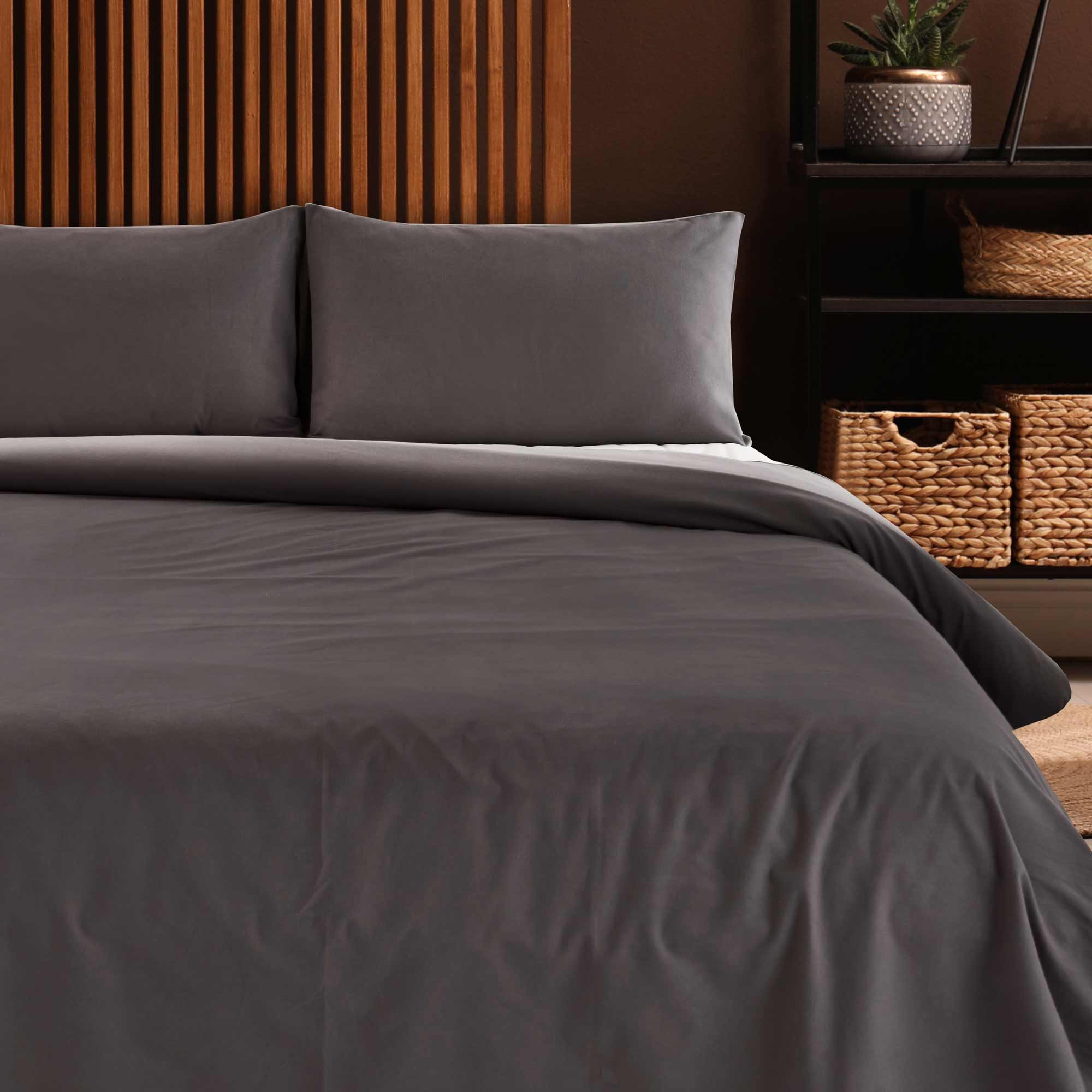 Image of Parure Copripiumino <b>in Flanella</b> <br>Caldo Cotone Tinta Unita - <b>Roma