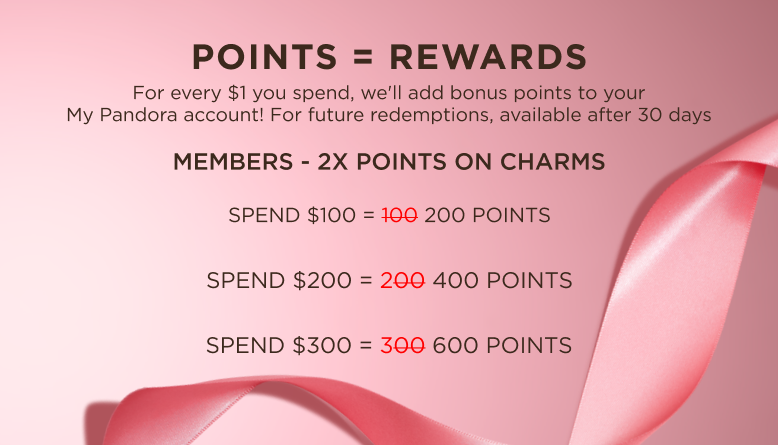 My Pandora members earn 2X points on charms