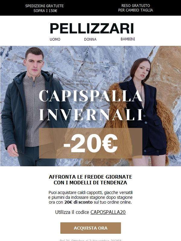 -20€ su cappotti, giacconi e piumini invernali