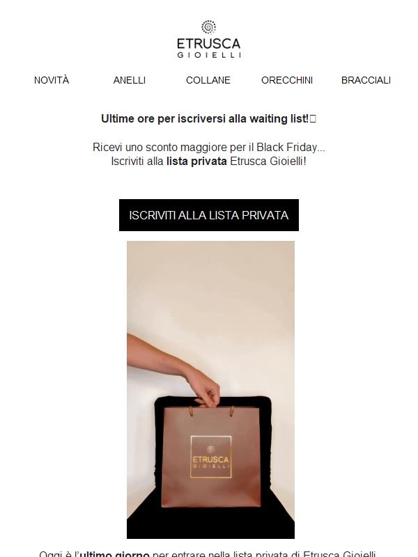 Ultime ore per accedere al vantaggio esclusivo Etrusca⏰