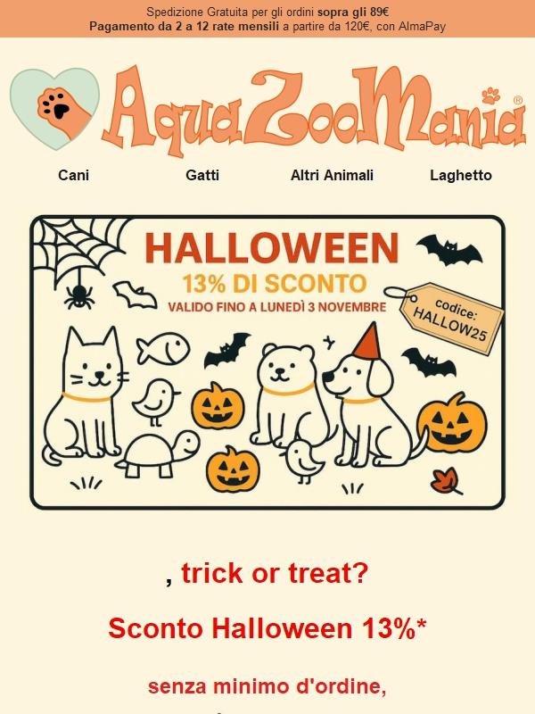 13% di Sconto Halloween 2025 🐶🐱🐦🐇🐠 per i nostri amici animali!