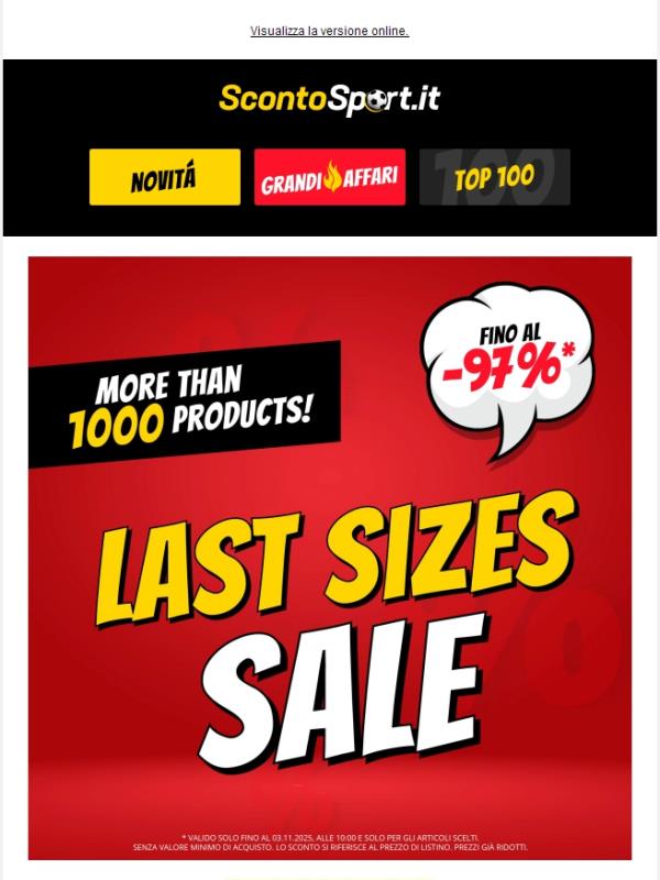 ⚡ Last Sizes Sale ⚡ Solo per poco tempo!
