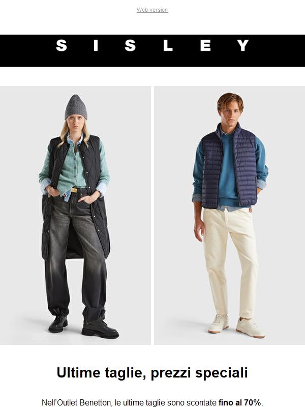 Outlet Benetton: ultime taglie fino al -70% 👀
