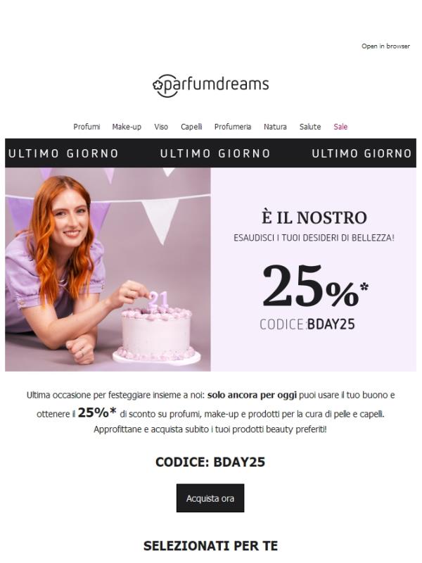 Ultima possibilità: -25% solo per oggi🎈