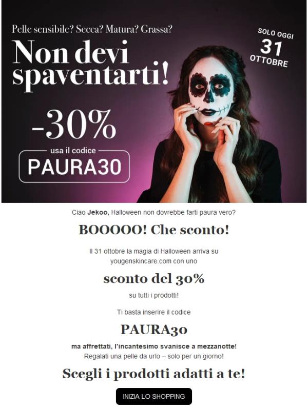 🎃 Halloween: la paura fa… 30% di sconto. Solo oggi!