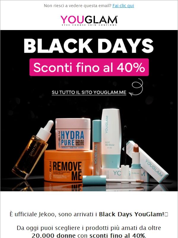 Sconti fino al -40% con i Black Days