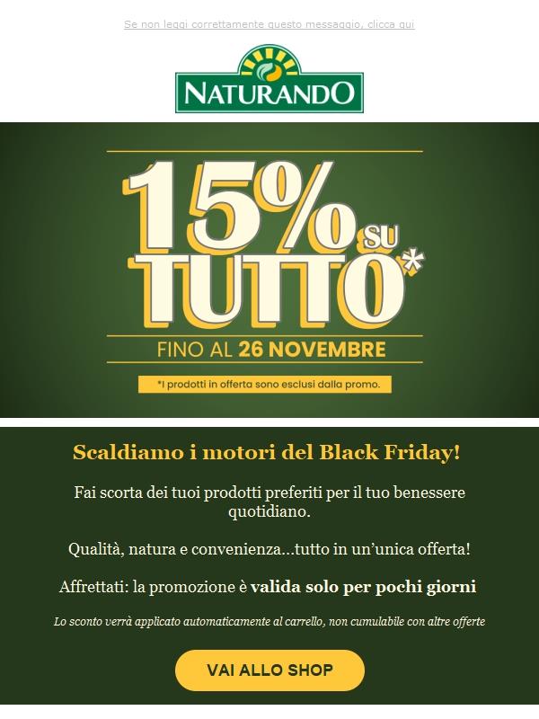 🖤 Inizia il Black Friday in anticipo: -15% su tutto!