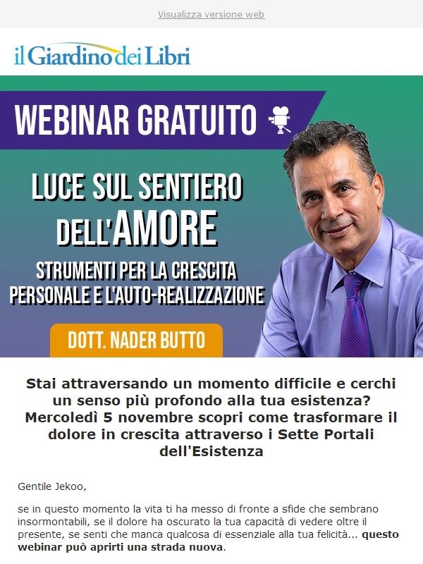 Webinar gratuito con il Dott. Butto: trasforma il dolore in forza