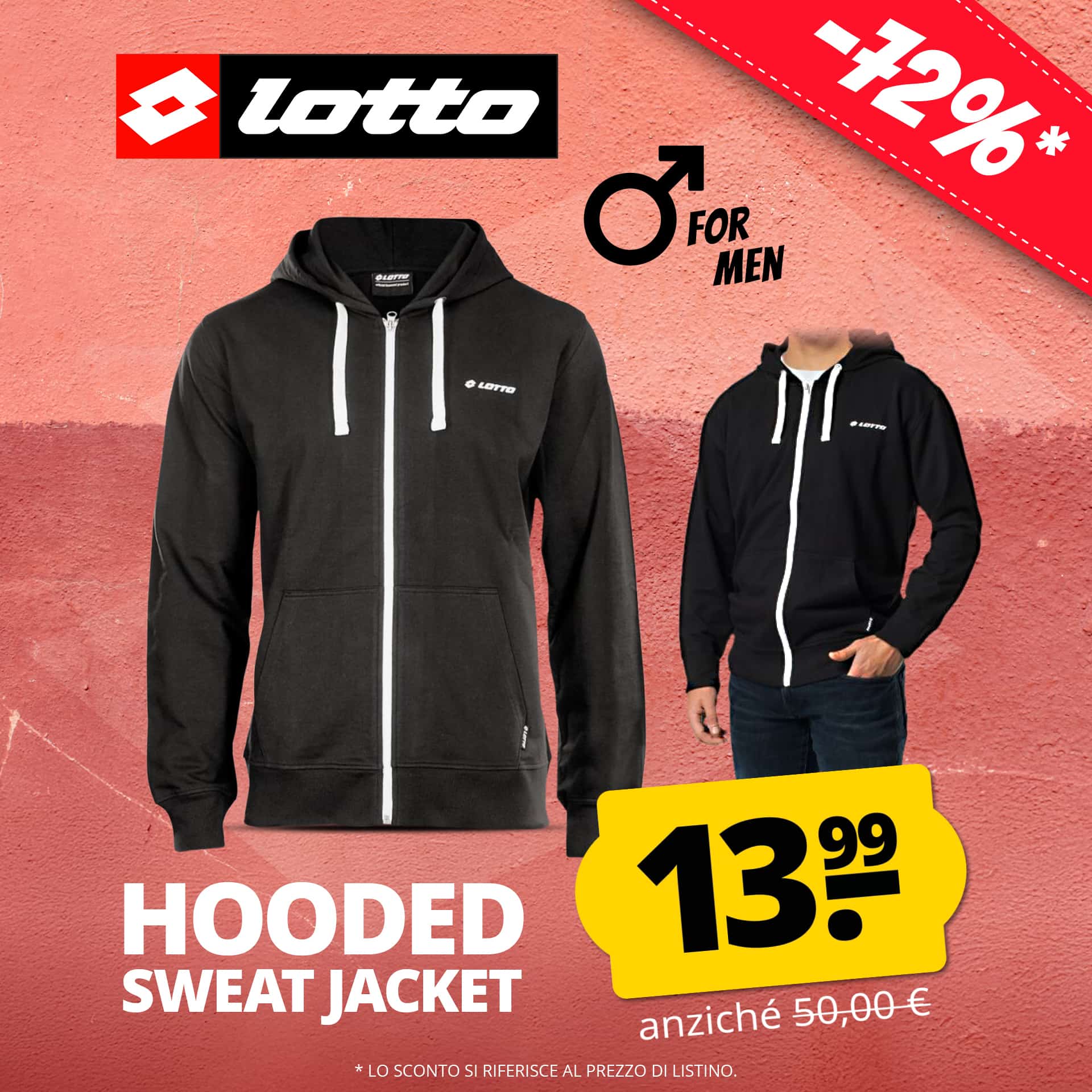 lotto full zip uomo felpa con zip e cappuccio