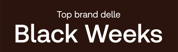 „Testo bianco su sfondo nero: Top brand delle Black Weeks.“