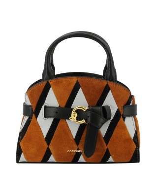 Image of Coccinelle - Borsa a Mano con Tracolla in Pelle e Camoscio Sabine