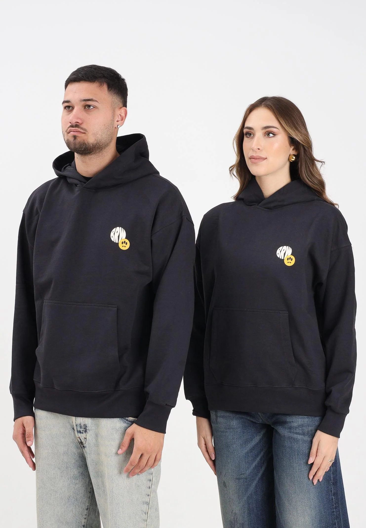 Image of BARROW Felpa con cappuccio grigia per uomo e donna caratterizzata da maxi stampa sul retro