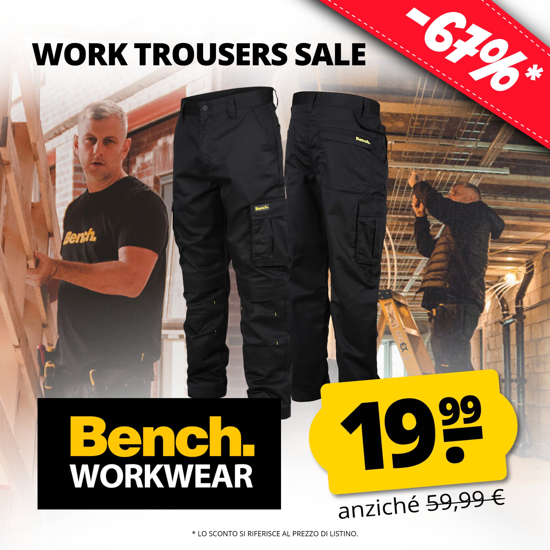 bench workwear toronto uomo pantalone da lavoro