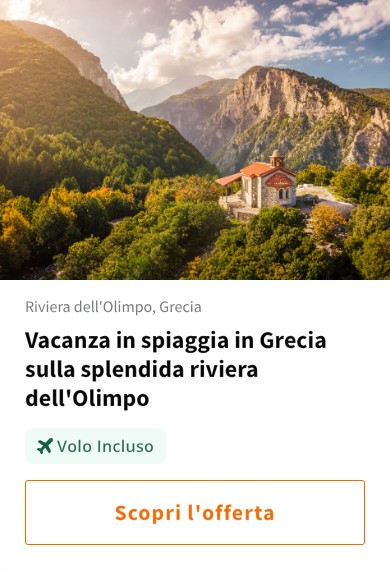 Vacanza in spiaggia in Grecia sulla splendida riviera dell&#x27;Olimpo