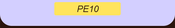 Codice promozionale “PE10” centrato su sfondo giallo con bordo arrotondato e sfondo pagina lilla.        