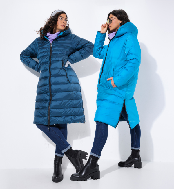 Cappotto HYPRAR double face, trapuntato e idrorepellente dal taglio svasato