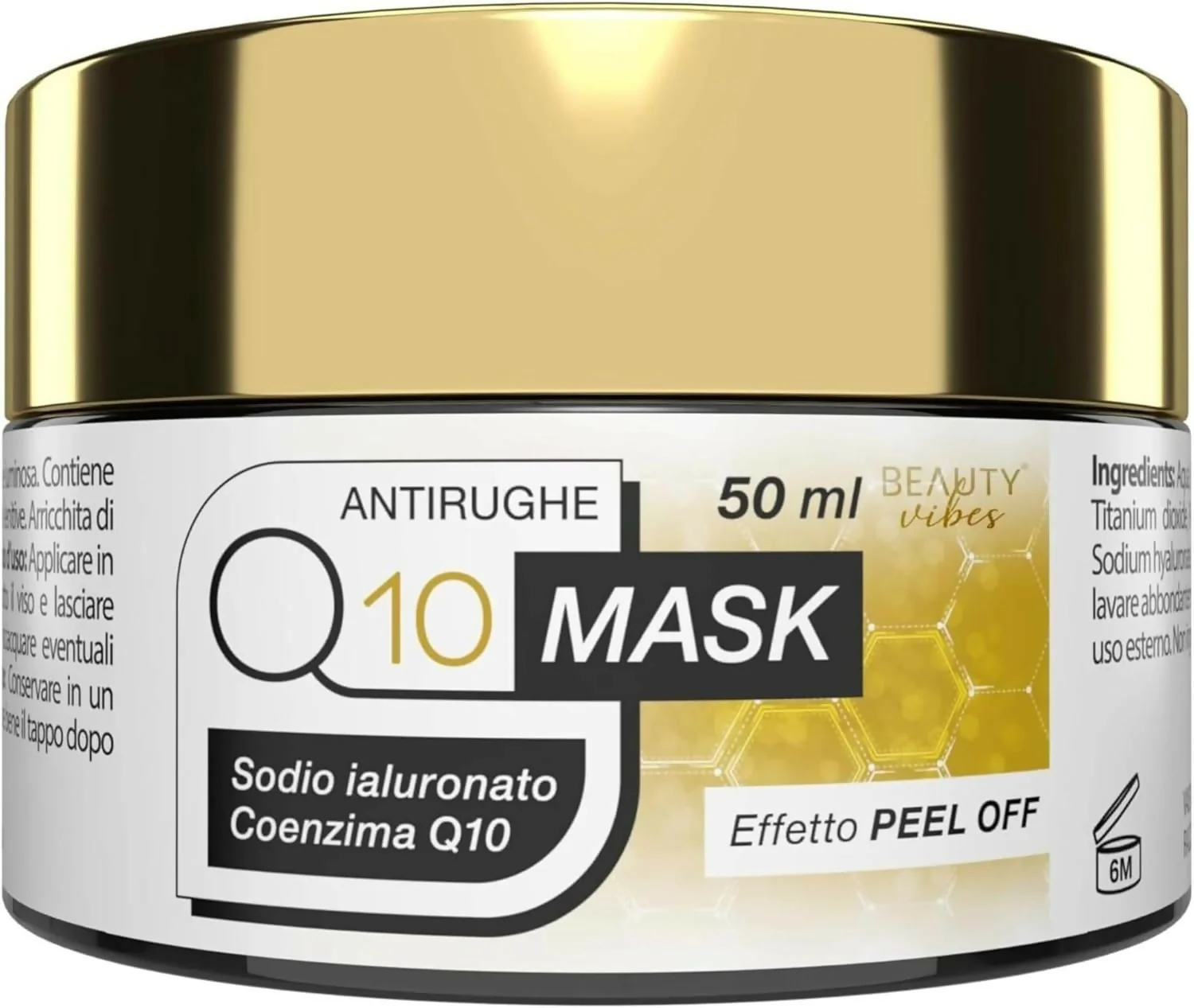 Maschera Viso Anti-Età con Coenzima Q10 e Acido Ialuronico – Trattamento Effetto Lifting, Peel Off, Idratante e Rimpolpante, Tonica e Idratata | AlohaLabs Q10 Mask 50ml