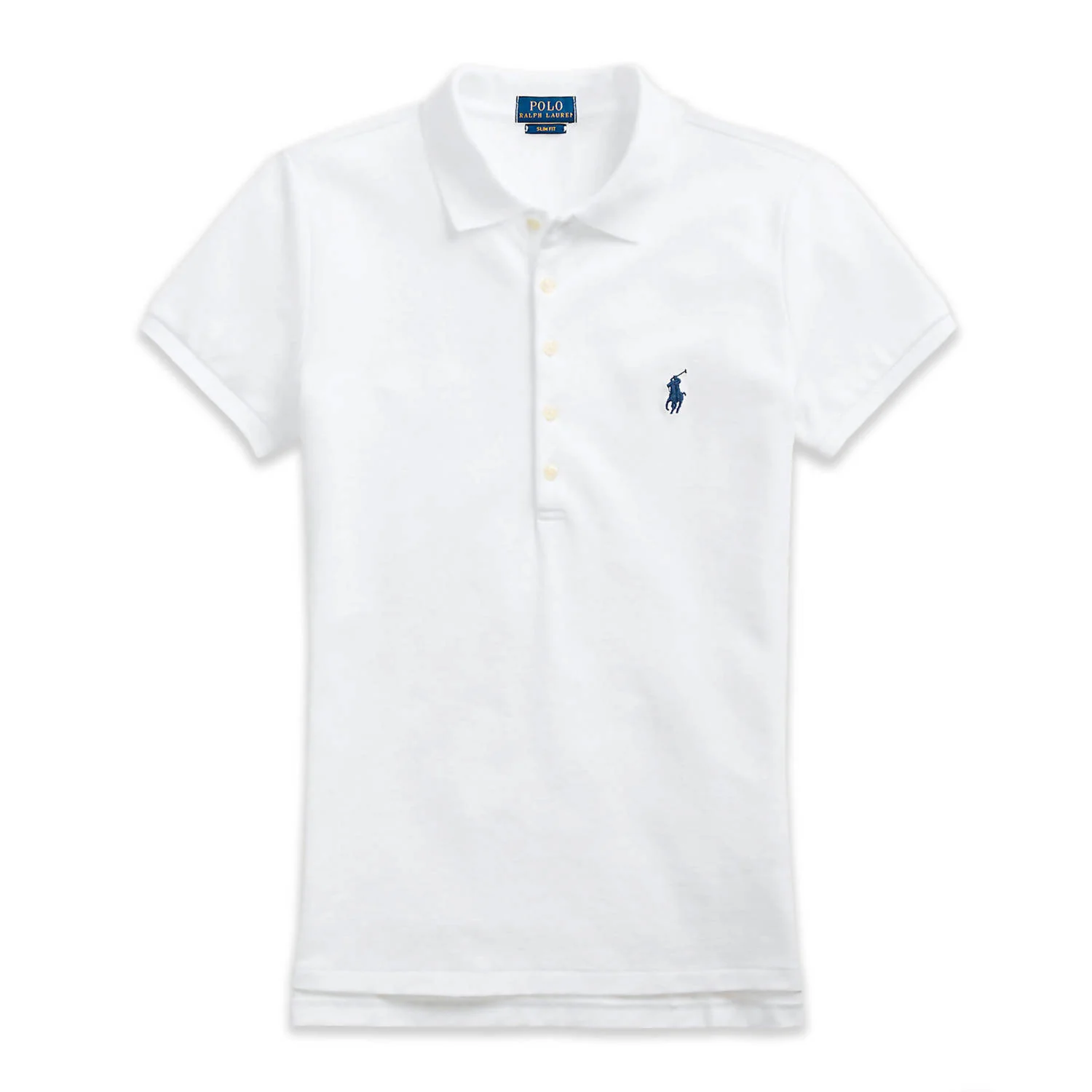 Ralph Lauren Polo Donna Mezze Maniche Slim- Fit Polo Scollo A V Piquet Pony Ricamato Maniche Corte Colletto Cinque Bottoni
