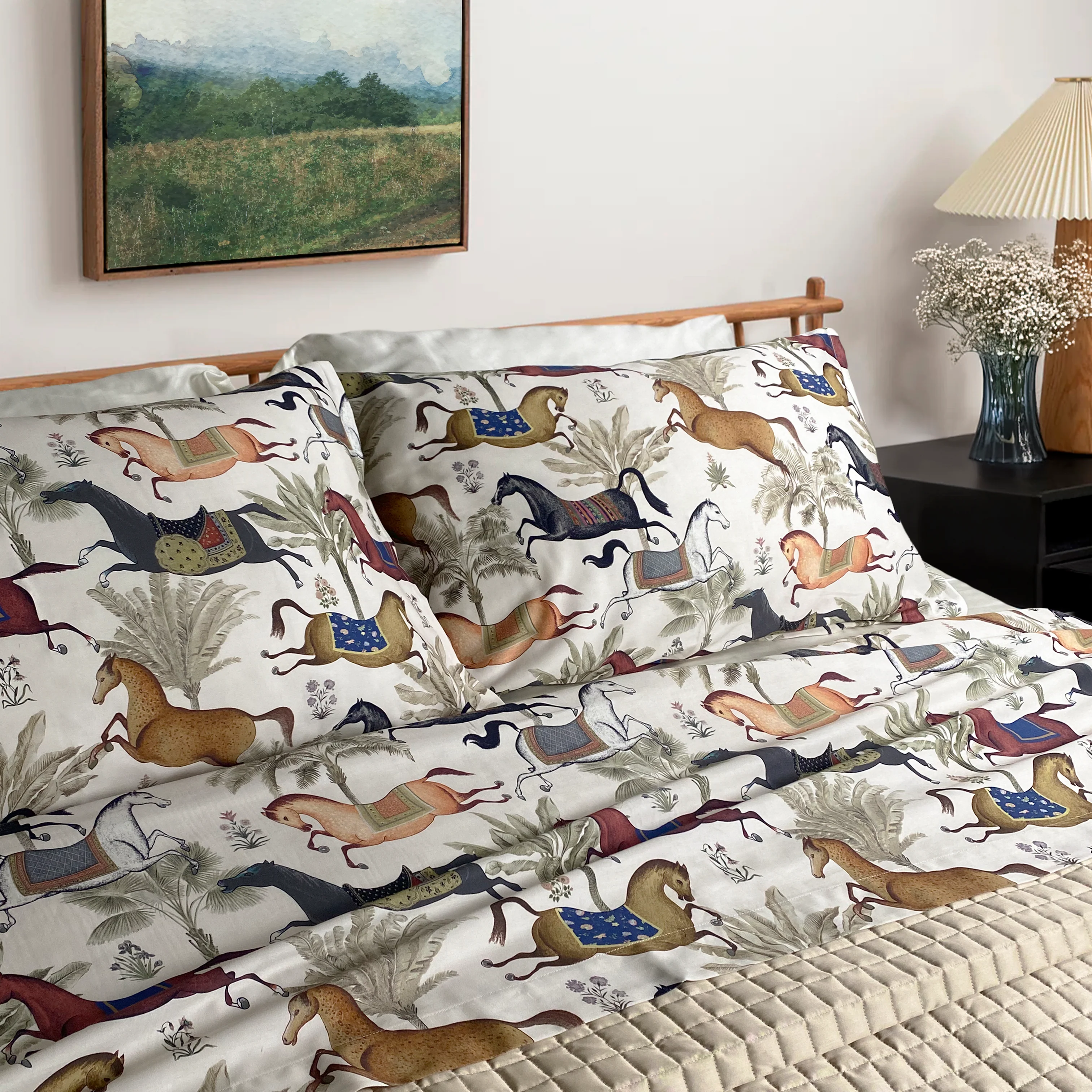 Image of Completo Lenzuola in Raso di <br>Cotone Fantasia - <b>Max