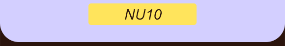 Codice promozionale “NU10” centrato su sfondo giallo con bordo arrotondato e sfondo pagina lilla.        