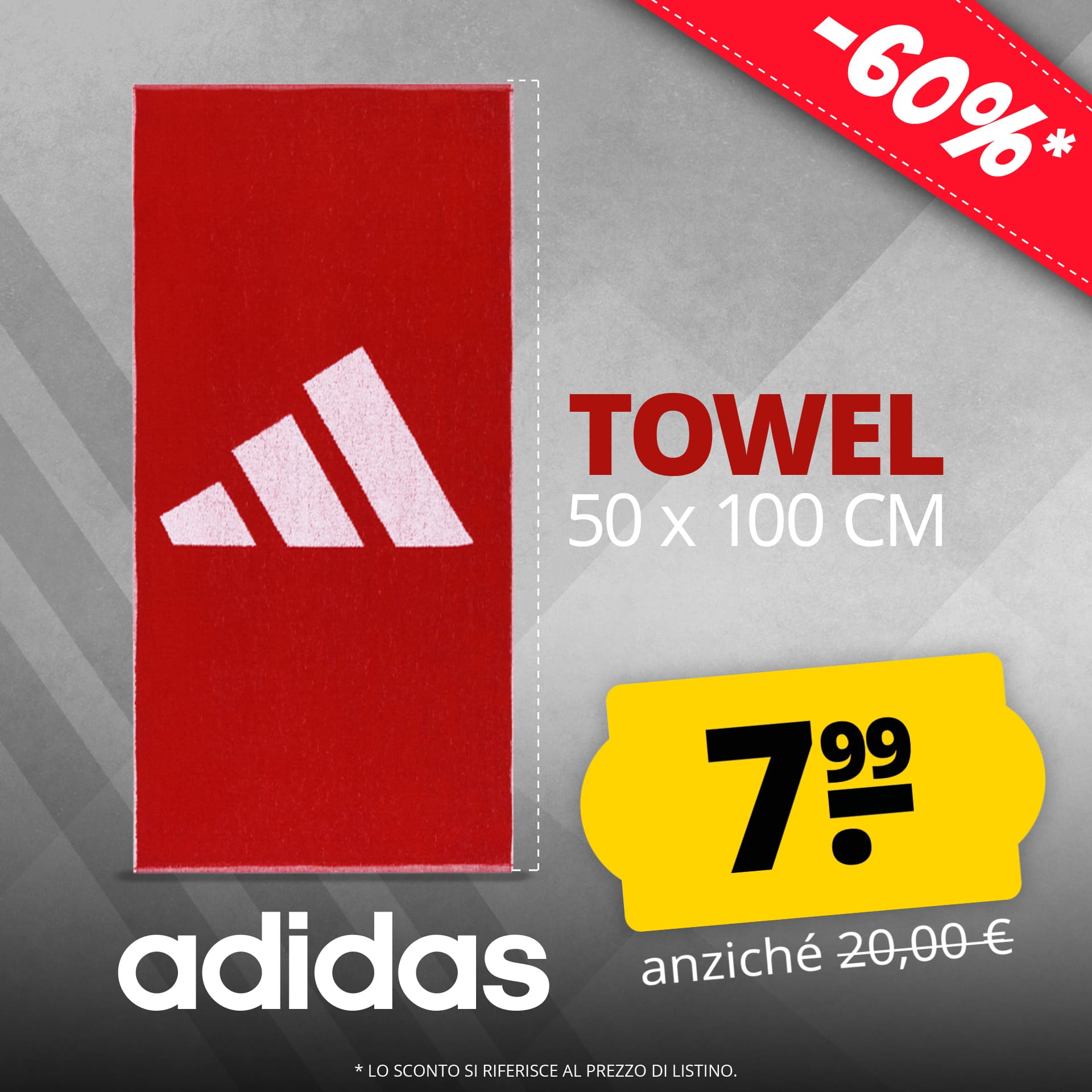 Adidas 3 bar towel unisex asciugamano