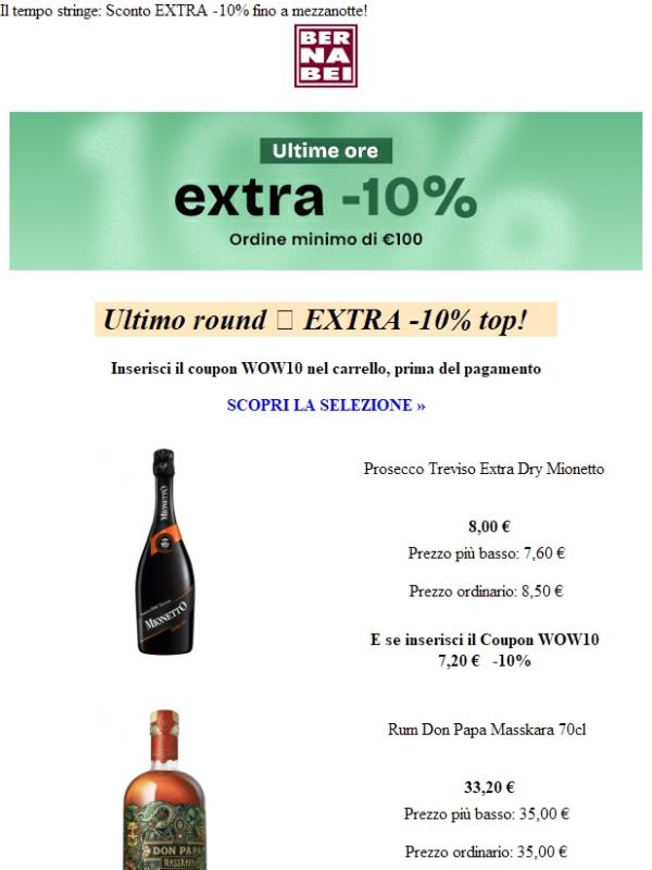 EXTRA -10% 🚀 Agli sgoccioli!