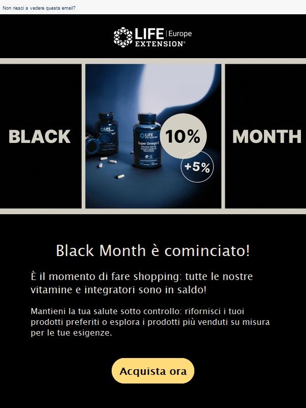 Black Month è cominciato: inizia a fare acquisti!