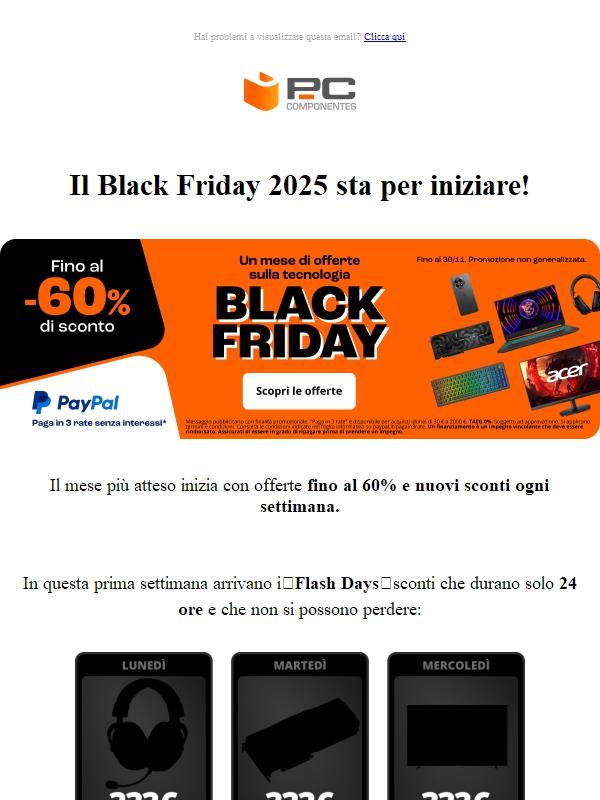 Inizia il Black Friday più incredibile dell'anno! Fino al 60% di sconto e sorprese ogni settimana ⚡