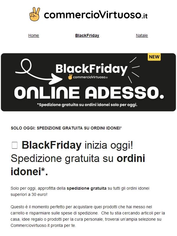 BlackFriday: Spedizione gratuita solo per oggi su ordini idonei