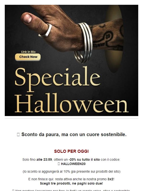 🎃 Sconto Mostruoso! -20% Solo per OGGI 👻