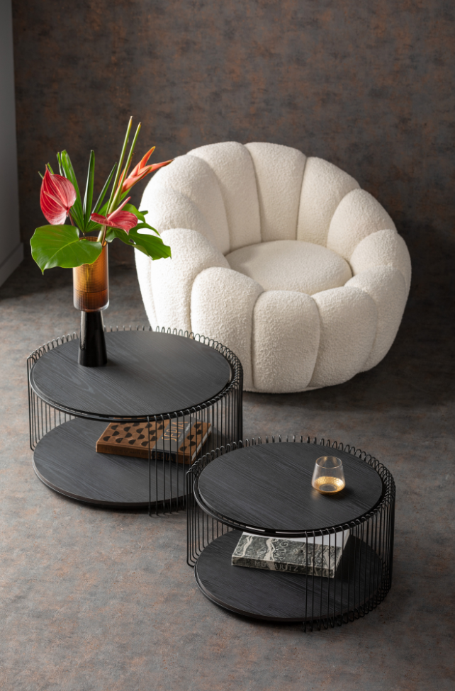 Tavolino da caffé Wire Double Nero Legno