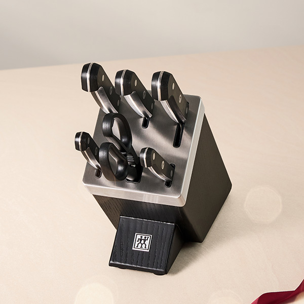 Set di coltelli con ceppo, 7-pz., nero