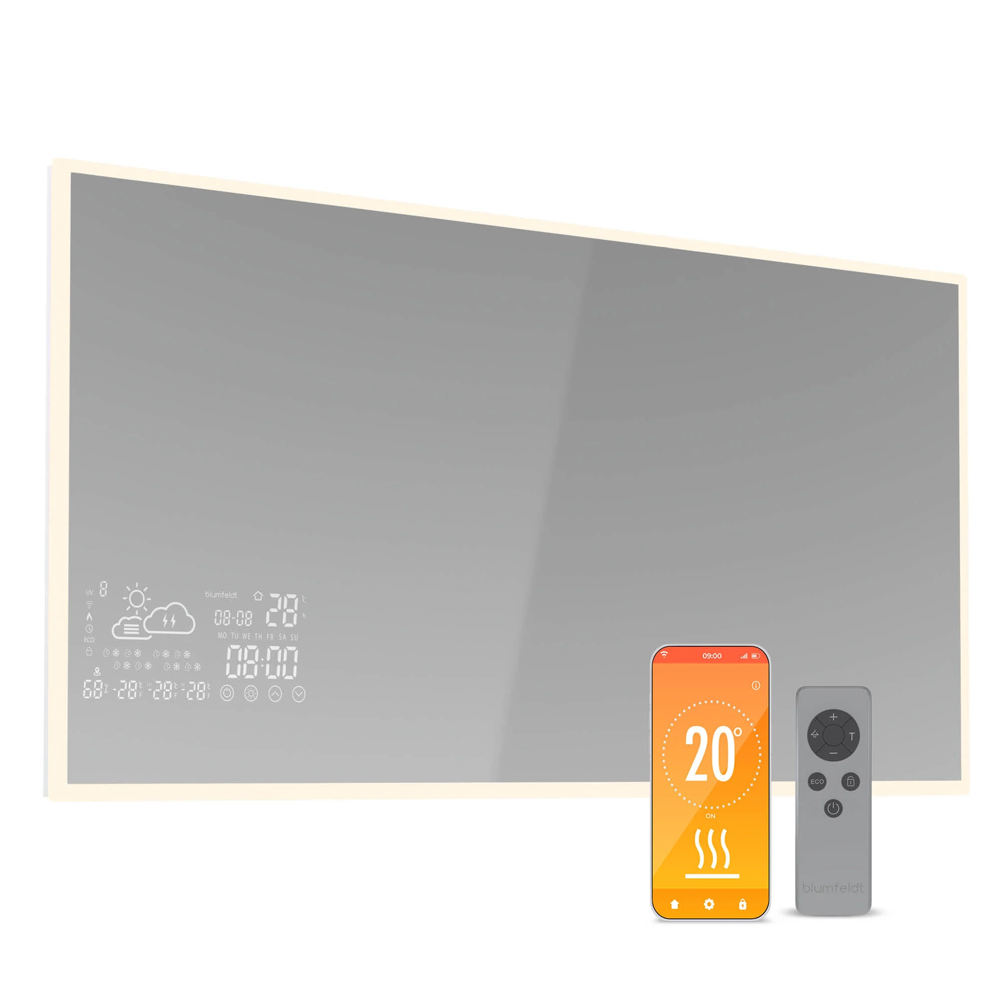 Blumfeldt ReflectiHeat Smart 600W 60x120cm Pannello Infrarossi a Specchio​