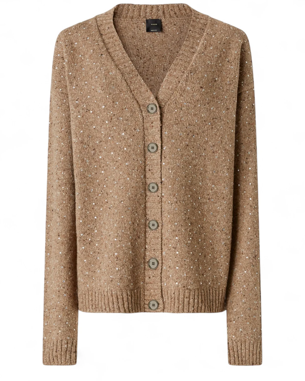 Image of Cardigan in Tessuto Bouclé con Strass