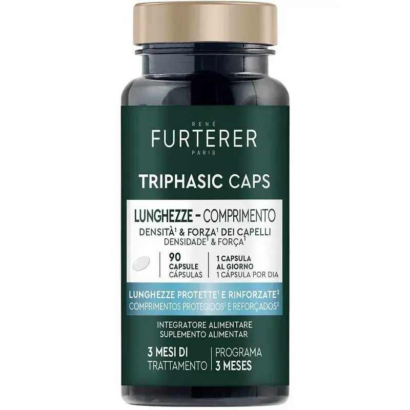 René Furterer Triphasic Caps 90 Capsule di Integratore per Intensità e Forza dei Capelli 3 Mesi di Trattamento