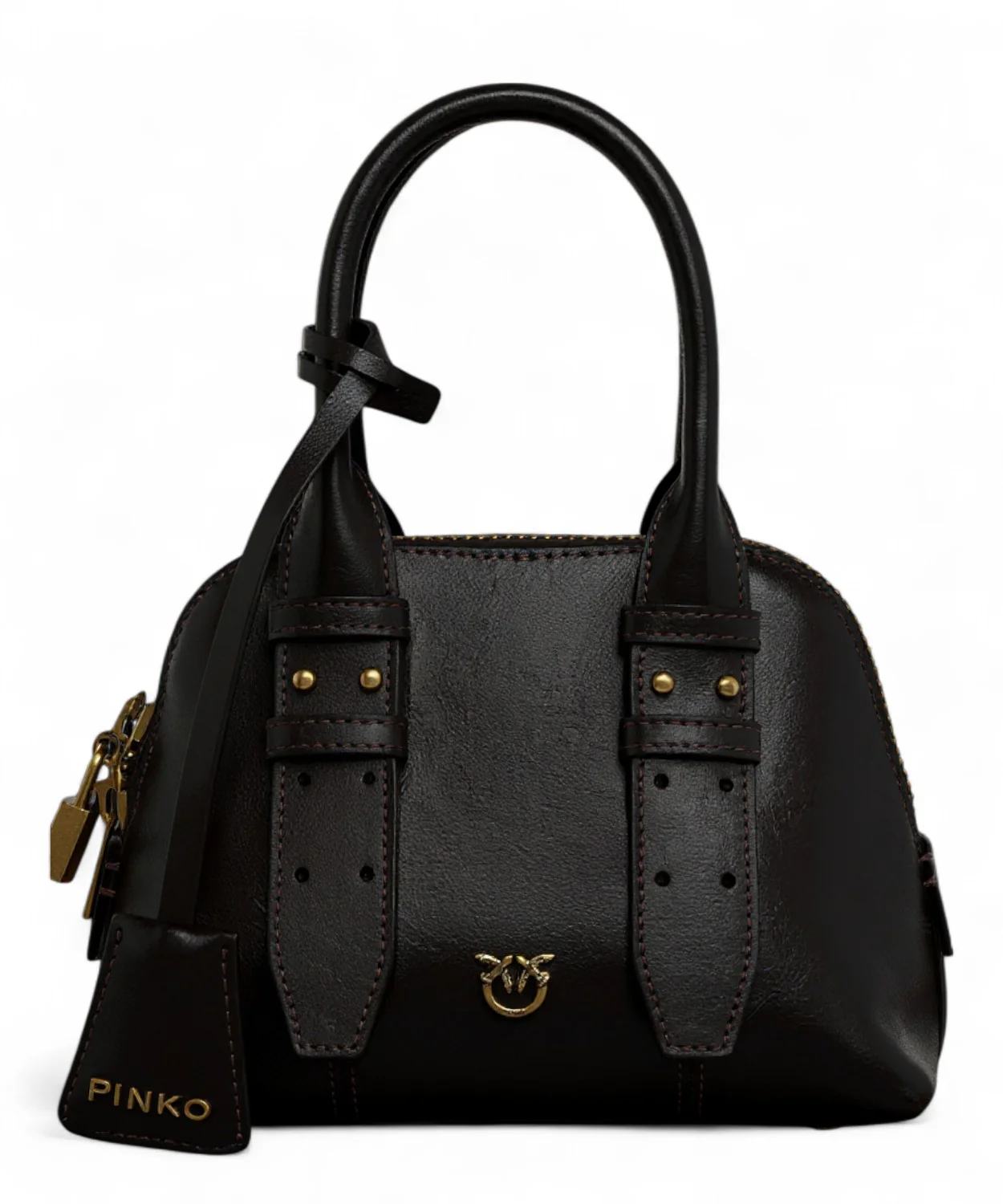 Image of Borsa a Mano Escape in Pelle Effetto Vernice PINKO