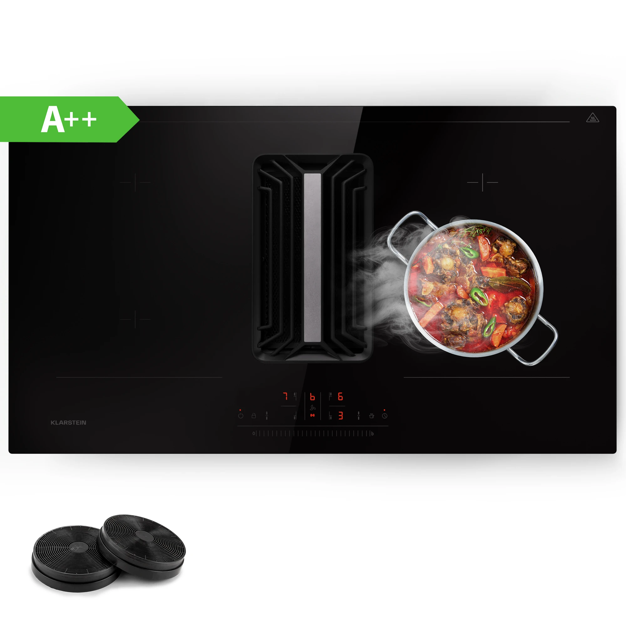 Klarstein Air Jet 90 - Impianto Down Air con piano a induzione + cappa aspirante