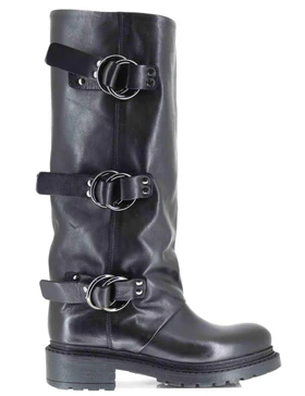 Anfibi in pelle nera Donna SPMA2460 001