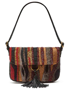 Borse Flame Embroidery in pelle nera e oro Donna BF001307235 99C99