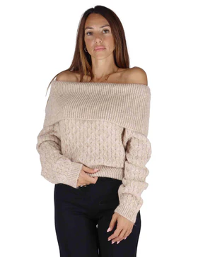 Maglioni in lana beige a trecce Donna JABMF0025-G067 220