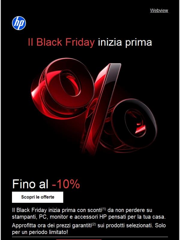 Il Black Friday inizia prima con HP Store