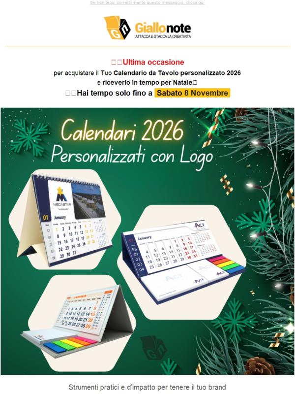 𝗨𝗹𝘁𝗶𝗺𝗮 𝗽𝗼𝘀𝘀𝗶𝗯𝗶𝗹𝗶𝘁à 📢 Calendari personalizzati 2026 📅 Ordinali entro l'8/11