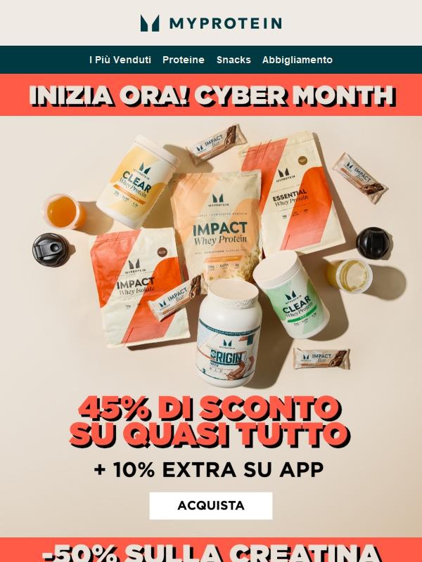 Cyber Month 🖤 -45% su quasi TUTTO