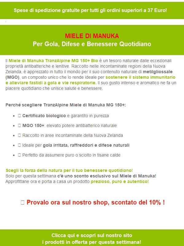 Scopri il potere naturale del Miele di Manuka BIO MG 150+ 🍯