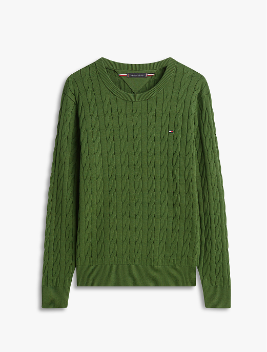 Pullover in maglia intrecciata con bandierina