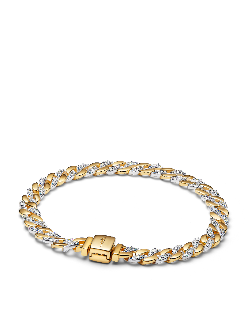 Two-tone Pavé Cuban Chain Bracelet
